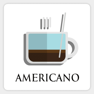 Hot americano coffee front view in flat design style Magnet